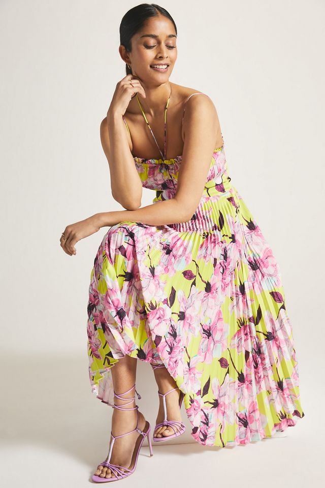 Delfi Pleated Halter Midi Dress | Anthropologie