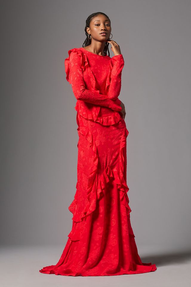 Delfi Collective Anika Long-Sleeve Lace Ruffle Dress #2