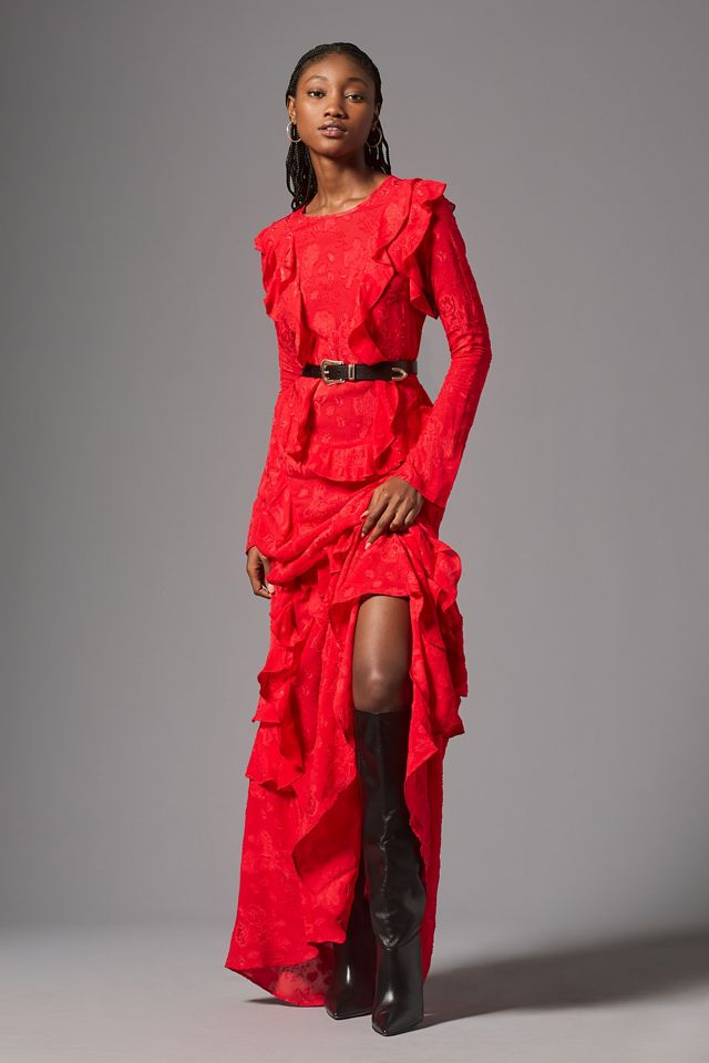 Delfi Collective Anika Long-Sleeve Lace Ruffle Dress #3