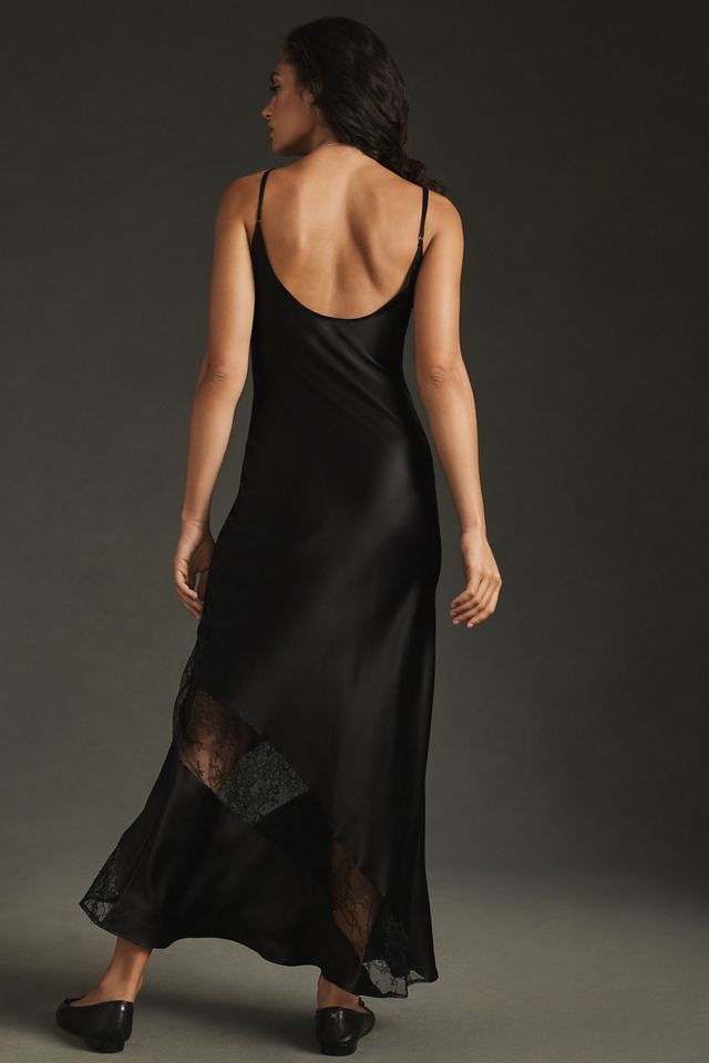 Delfi Collective Sheer Lace Panel Silk Slip Dress #3