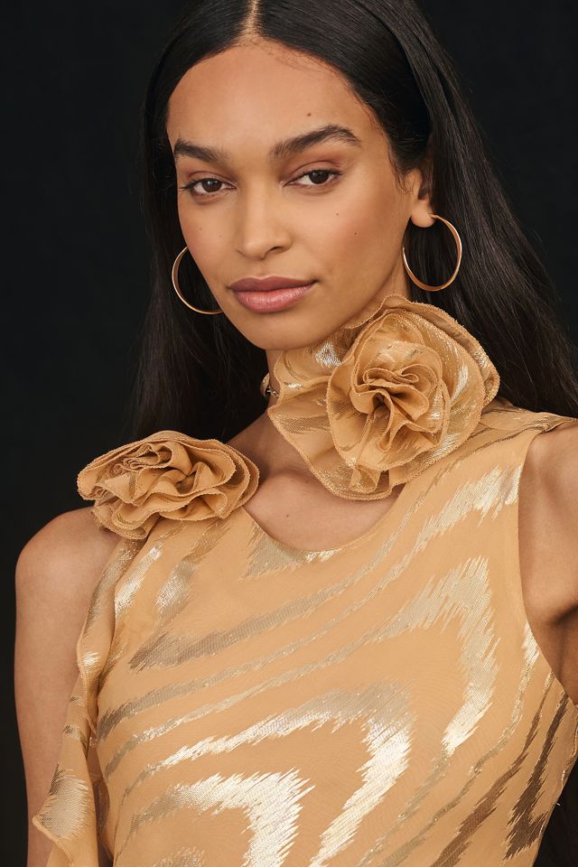 Delfi Collective Asymmetrical Ruffle Silk Dress #2