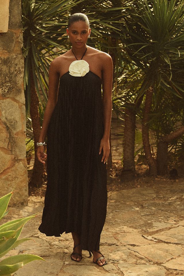 Delfi Collective Clara Halter Pleated Midi Dress #2