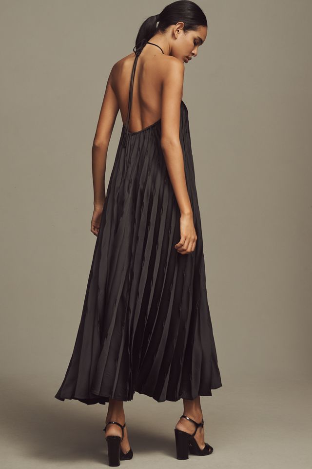Delfi Collective Clara Halter Pleated Midi Dress #4