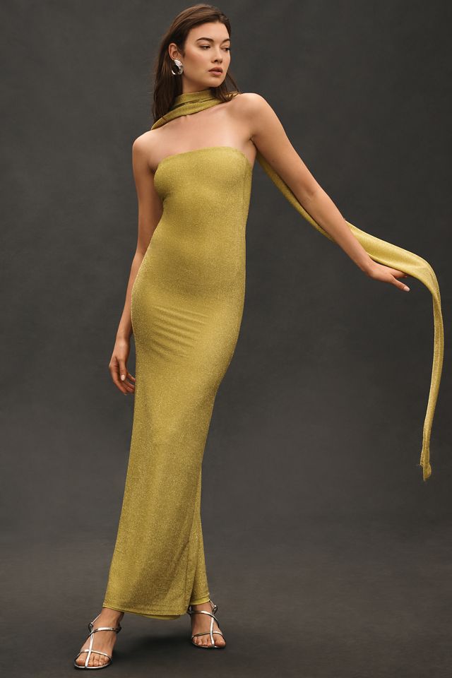Delfi Collective Mica Strapless Neck Scarf Maxi Dress #1