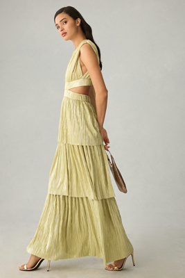 Sabina Musayev Tiered Cutout Maxi Dress In Green | ModeSens