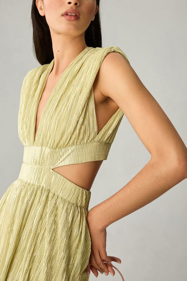 Sabina Musayev Athena Metallic V-Neck Gown | Anthropologie