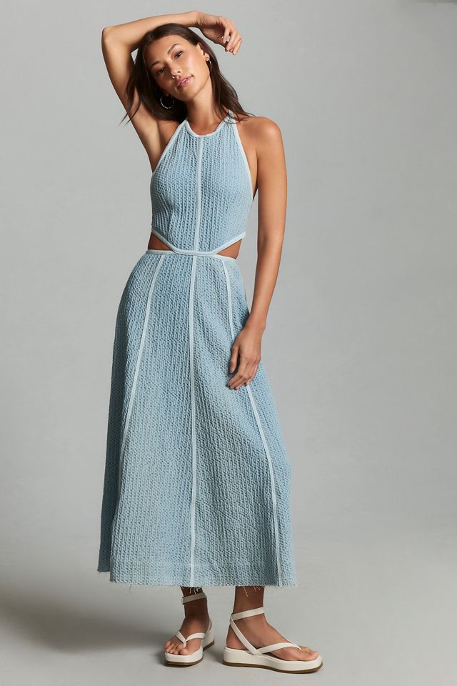 Sabina Musayev Denim Cutout Halter Dress Anthropologie