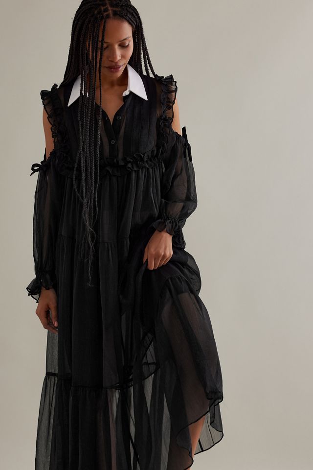 Stella Nova Yane Collared Ruffle Sheer Chiffon Maxi Dress #2