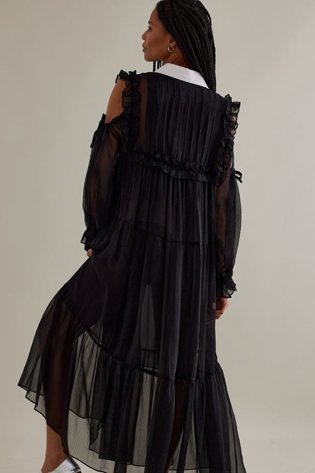 Stella Nova Yane Collared Ruffle Sheer Chiffon Maxi Dress #6