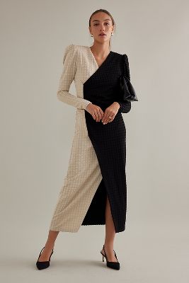 Stella Nova Odina Two-Tone Long-Sleeve Midi Dress