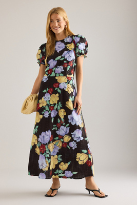Robe mi-longue à manches bouffantes à fleurs taille: Uk 12 chez Anthropologie - Stella Nova - Modalova