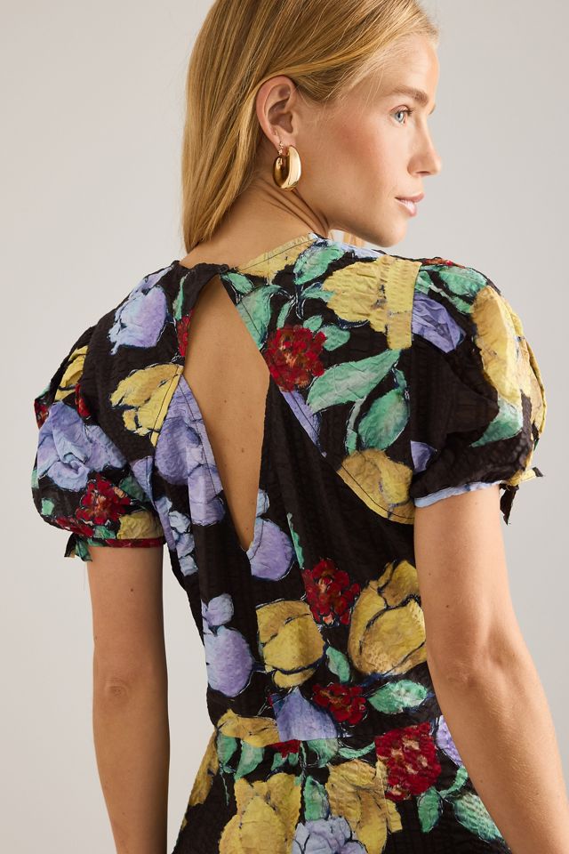 Robe mi-longue Stella Nova à manches bouffantes à fleurs #4