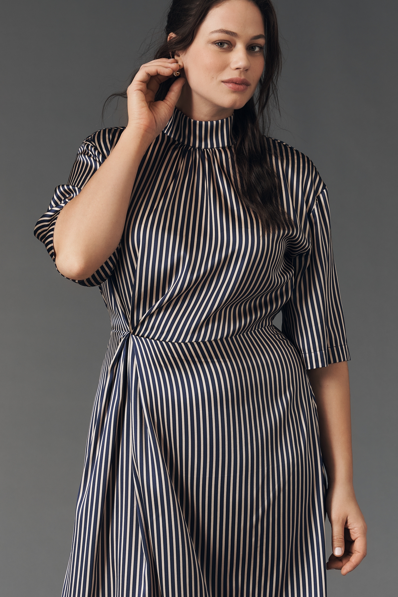 Stella Nova Silk Blend Short-Sleeve Midi Dress