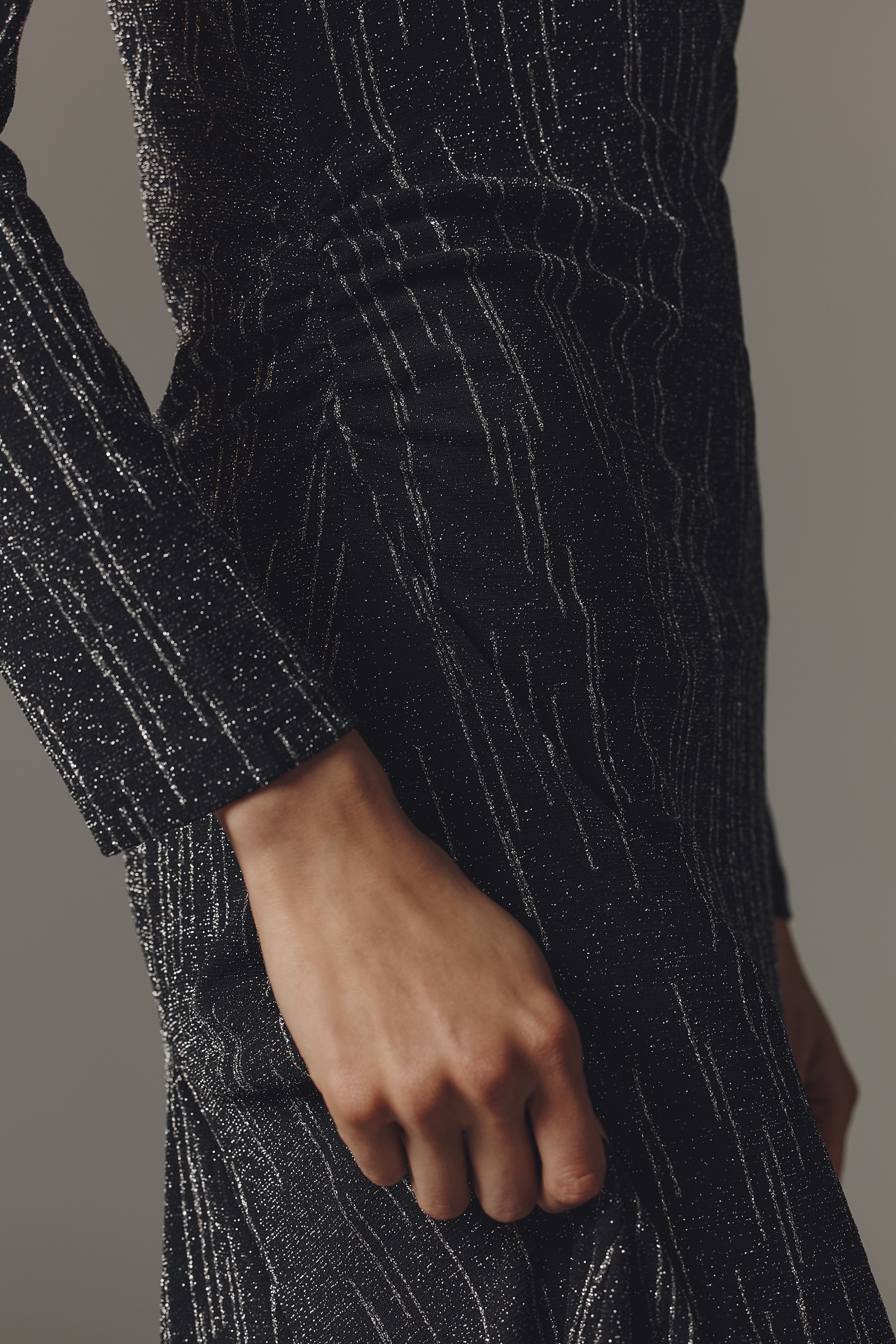 Stella Nova Lurex Long-Sleeve Midi Dress