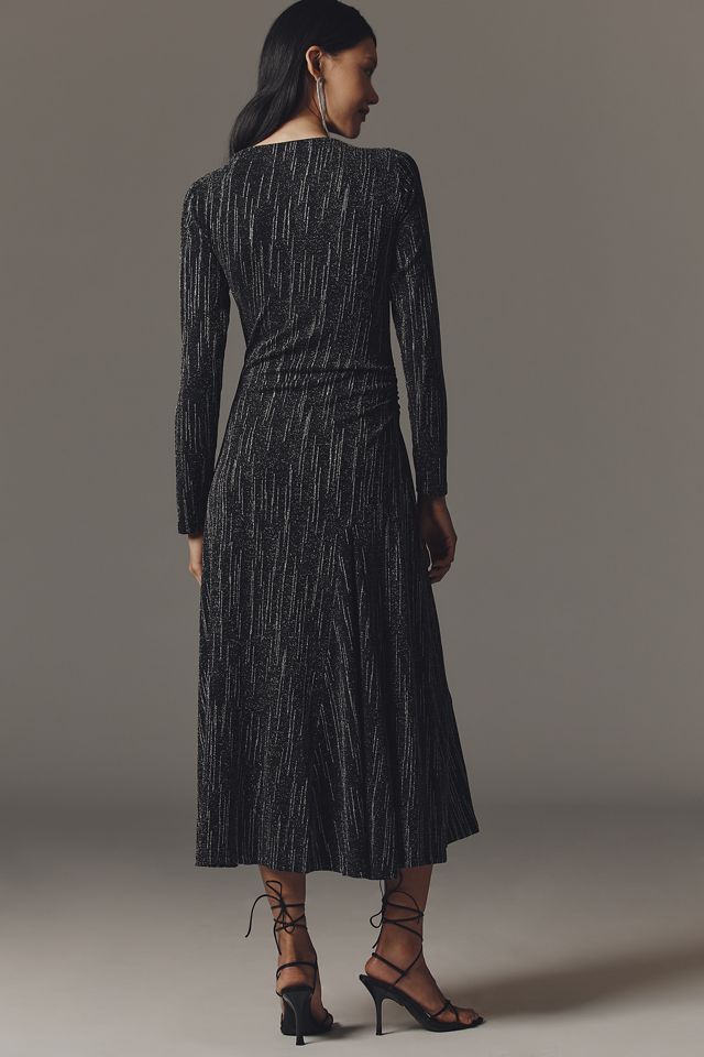 Stella Nova Lurex Long-Sleeve Midi Dress | Anthropologie