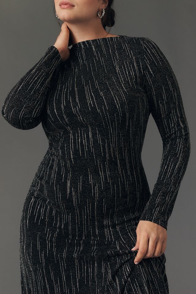 Stella Nova Lurex Long-Sleeve Midi Dress #6