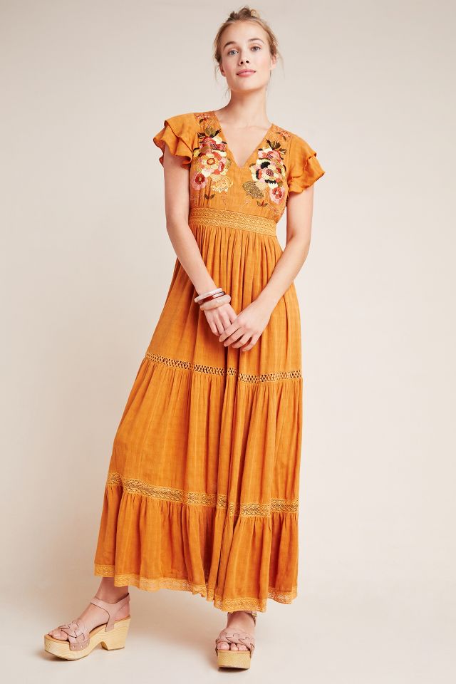 Anthropologie maeve orange dress best sale