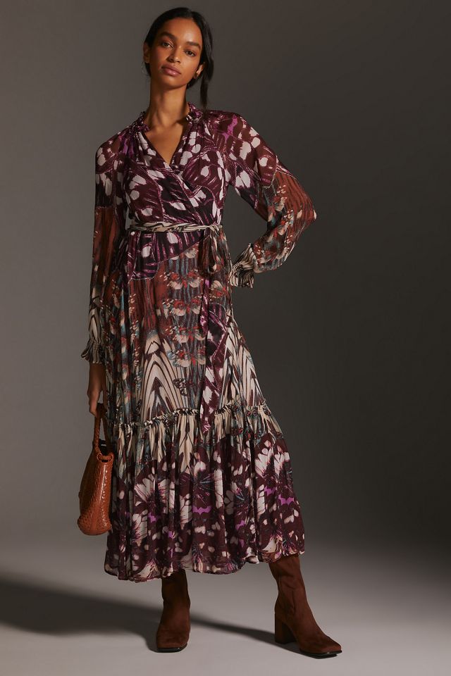 By Anthropologie Long-Sleeve Wrap Midi Dress | Anthropologie