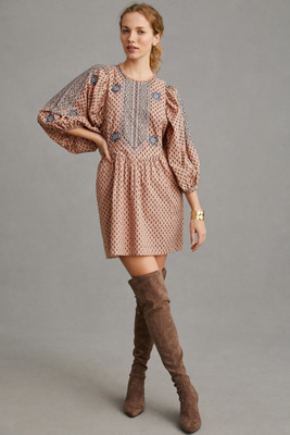 By Anthropologie Embroidered Tunic Mini Dress | Anthropologie