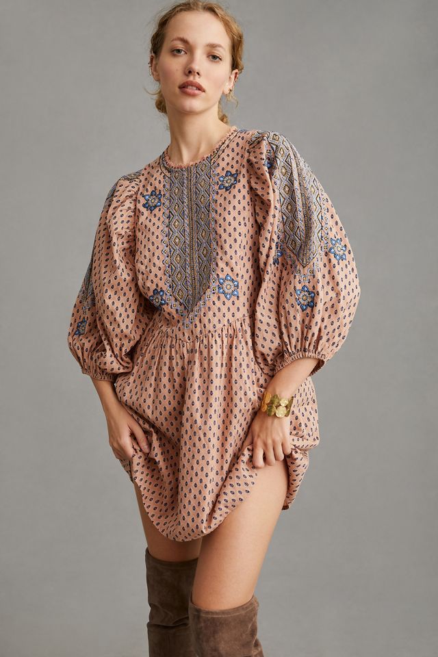 By Anthropologie Embroidered Tunic Mini Dress | Anthropologie
