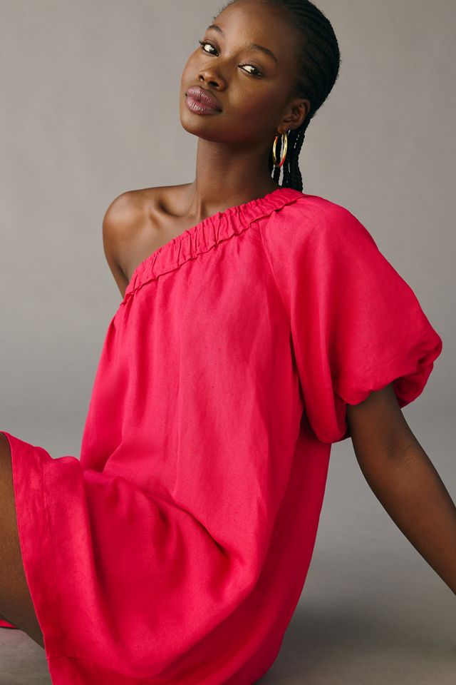 chinese dress ladies Memini One Shoulder Linen Mini Dress main image 0