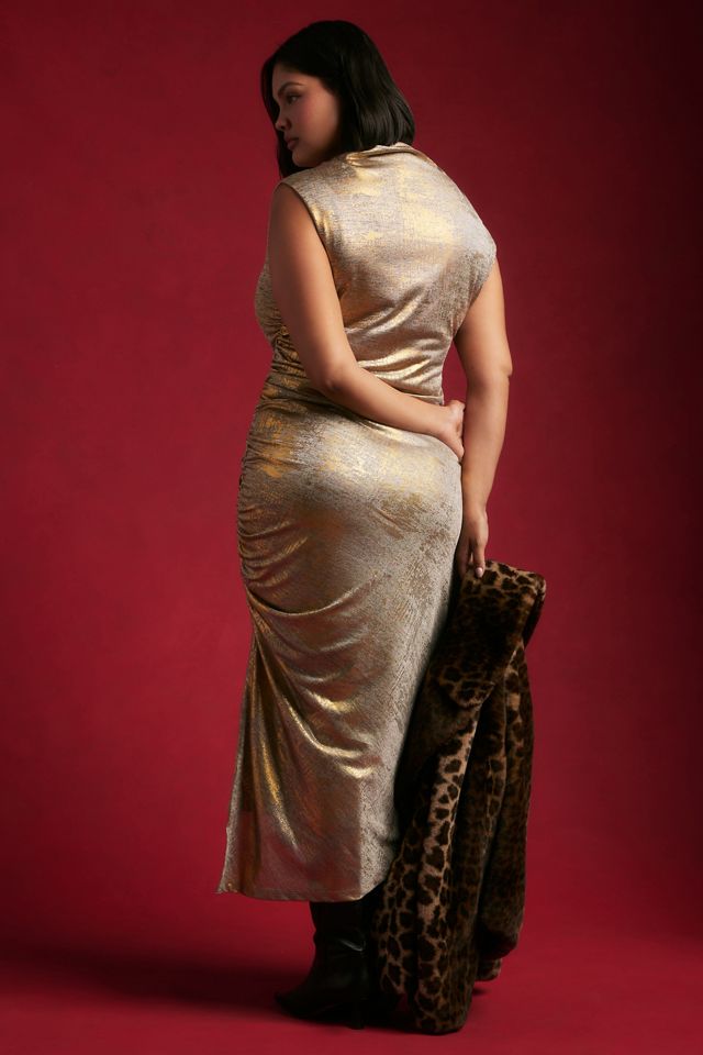 The Maya Ruched Cowl-Neck Dress: Shine Edition #6