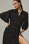 Maeve Button-Front Belted Maxi Shirt Dress