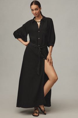 Maeve Button-Front Belted Wrap Maxi Dress