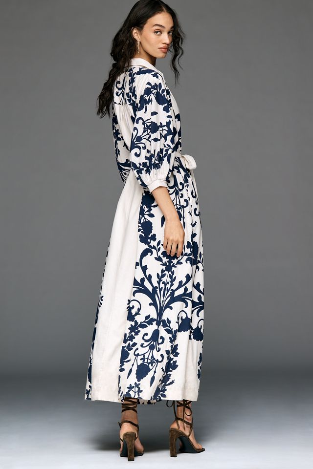 Maeve Maxi-Wickelkleid mit Knopfleiste und Gürtel #1