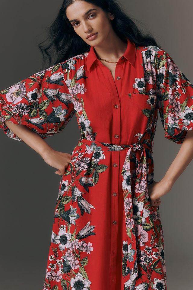 Robe maxi portefeuille ceinturée à boutons Maeve #3