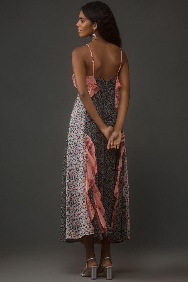 By Anthropologie Sleeveless V-Neck Ruffle Midi Dress #1