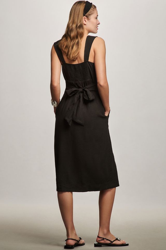 Pilcro Sleeveless Square-Neck Linen Midi Dress | Anthropologie
