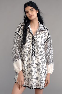 Nicole Puff-Sleeved Shirtdress | Anthropologie