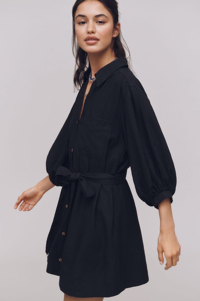 The Mona Linen Mini Shirt Dress by Maeve #3