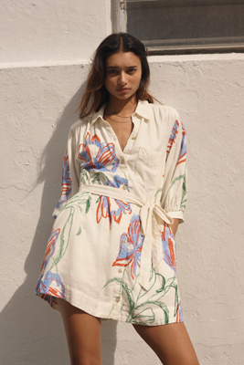 The Mona Linen Mini Shirt Dress by Maeve