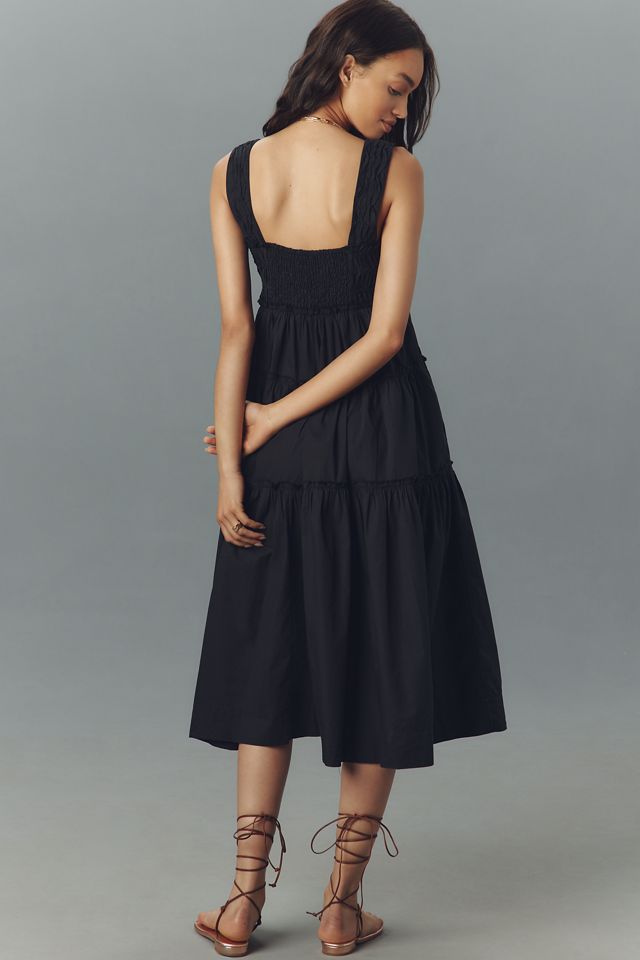 The Helena Square-Neck Smocked Tiered Midi Dress #1