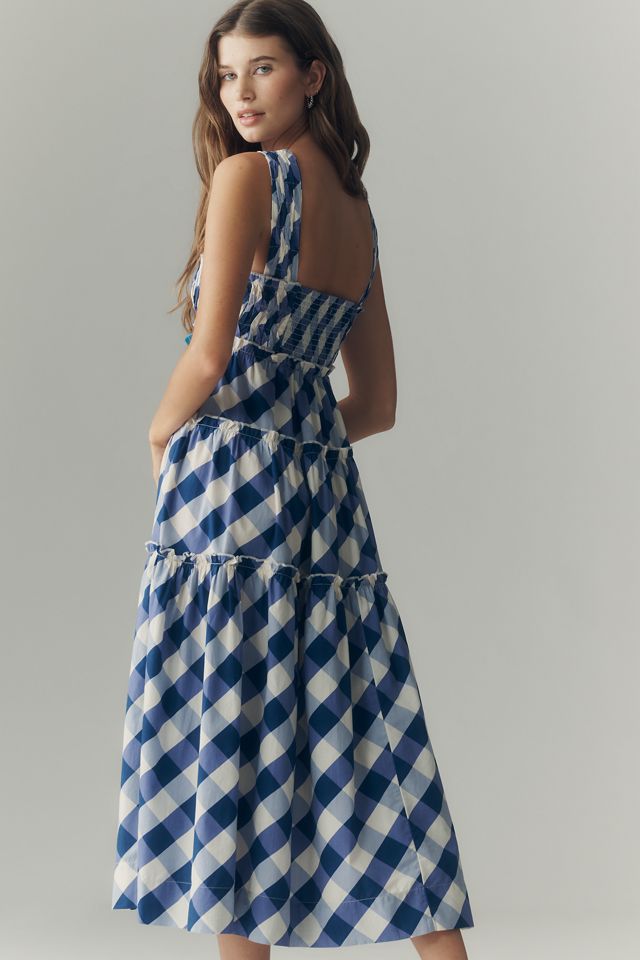 Helena Square-Neck Smocked Tiered Midi Dress #2