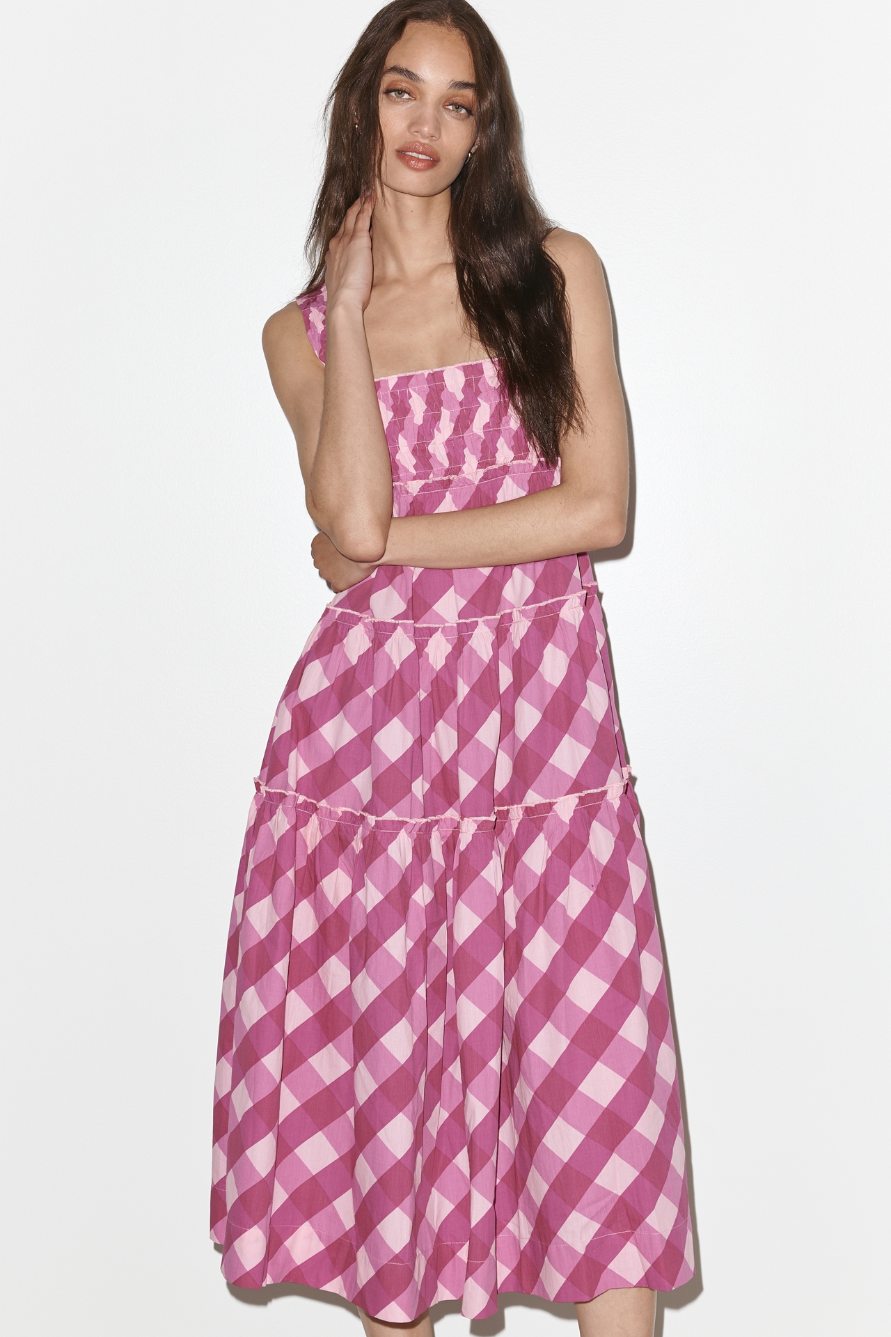 Maeve Helena 100% Cotton Tiered Midi Dress