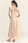 Maeve Linen Blend Flutter-Sleeve A-Line Midi Dress