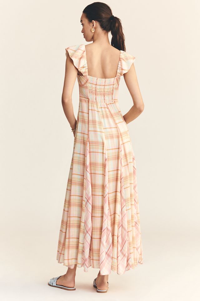 Maeve Linen Blend Flutter-Sleeve A-Line Midi Dress #3