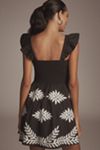By Anthropologie Ruffle-Strap Embroidered Smocked Mini Dress