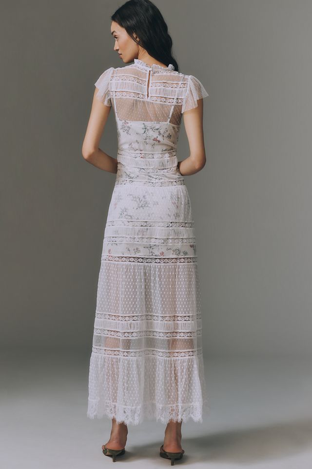 modern vintage lace wedding dresses High-Neck Lace A-Line Wedding Dress with Corset Bodice