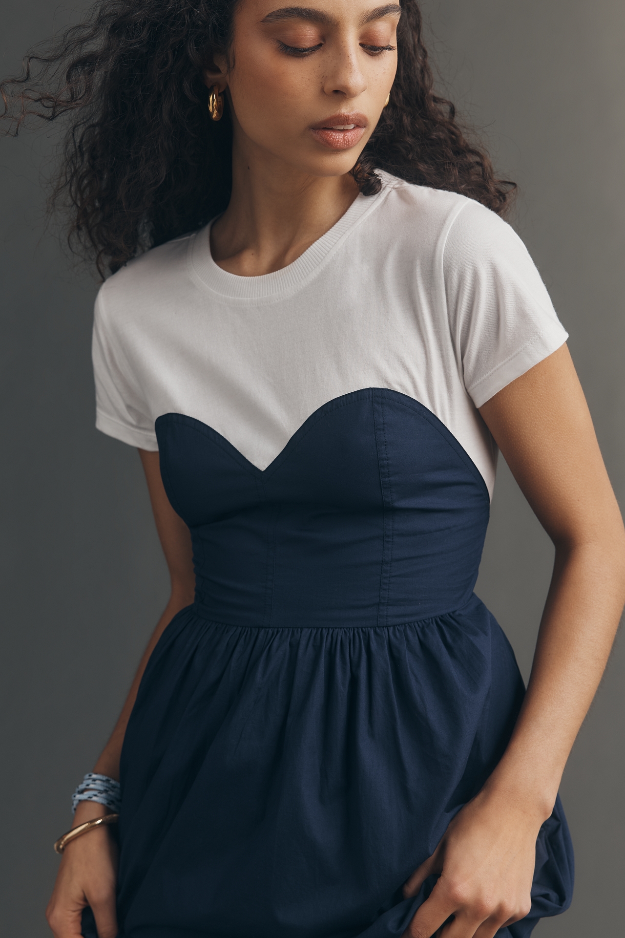 Maeve Bustier Twofer Midi Dress