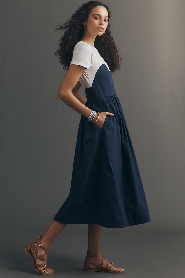 Maeve Bustier Twofer Midi Dress | Anthropologie