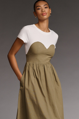 Maeve Bustier Twofer Midi Dress | Anthropologie