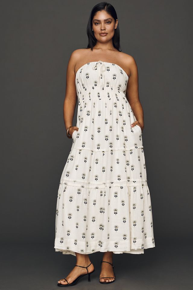Somerset Linen Blend Strapless Midi Dress #3