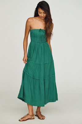 Somerset Linen Blend Strapless Midi Dress