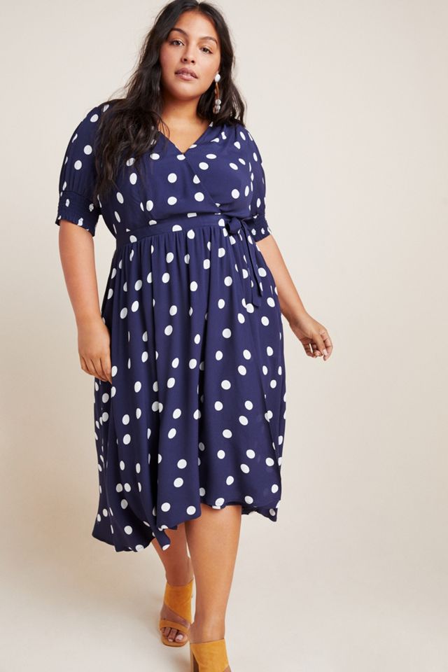 green emerald velvet dress ANTHRO EXQUISE MERYL POLKA DOT MIDI DRESS main image 0