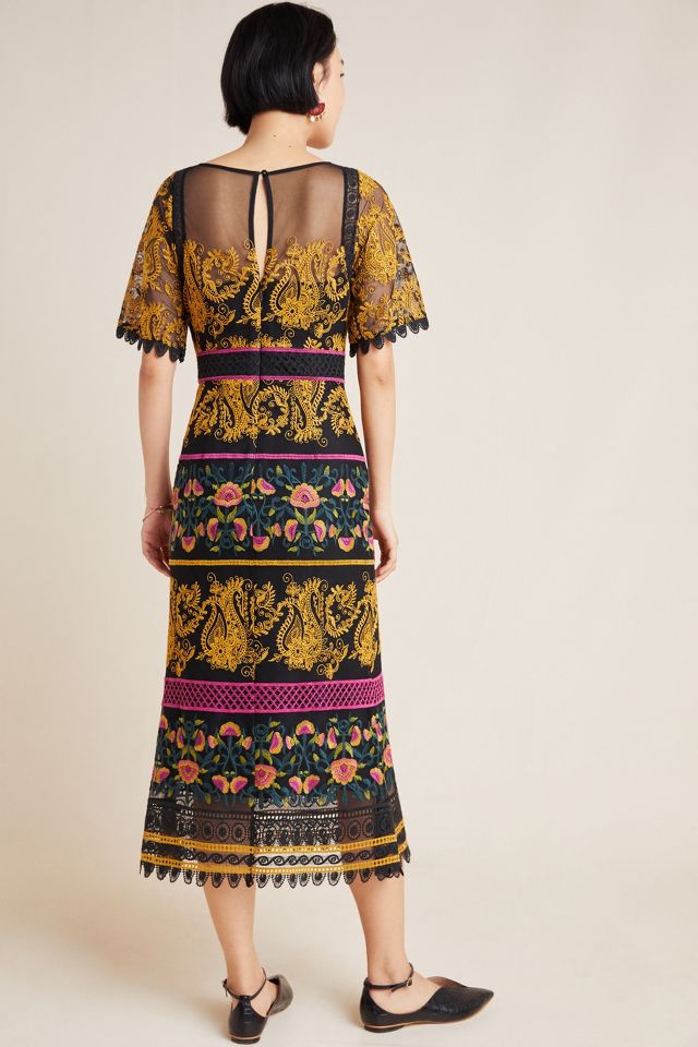 Jacquin embroidered sales midi dress