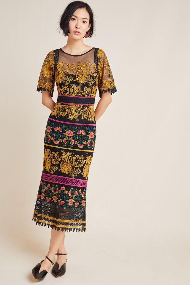 Jacquin embroidered sales midi dress